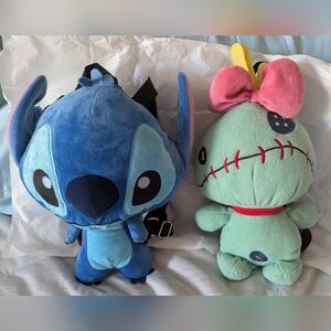 Loungefly Heart logo Stitch and Scrump plush backpack set